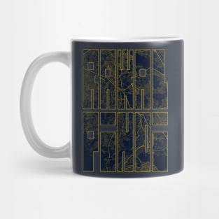 Rawalpindi, Punjab, Pakistan City Map Typography - Gold Art Deco Mug